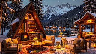 Download Lagu Snowfall in Cozy Christmas Cabin Ambience 🎅 Relaxing Christmas Jazz \u0026 Fireplace Crackling for Study MP3