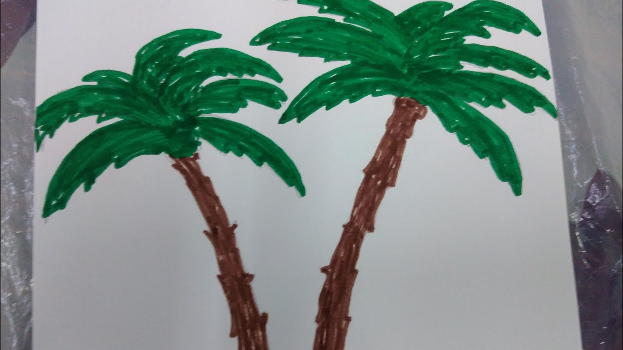 رسم شجر نخيل بطريقة سهلة Palm tree drawing#ارسم وتعلم فنون  #اعادة_تدوير#خليك_بالبيت #كورونا #