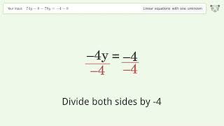 Information Solve 74y-8-78y=-4-8: Linear Equation Video Solution | Tiger Algebra News