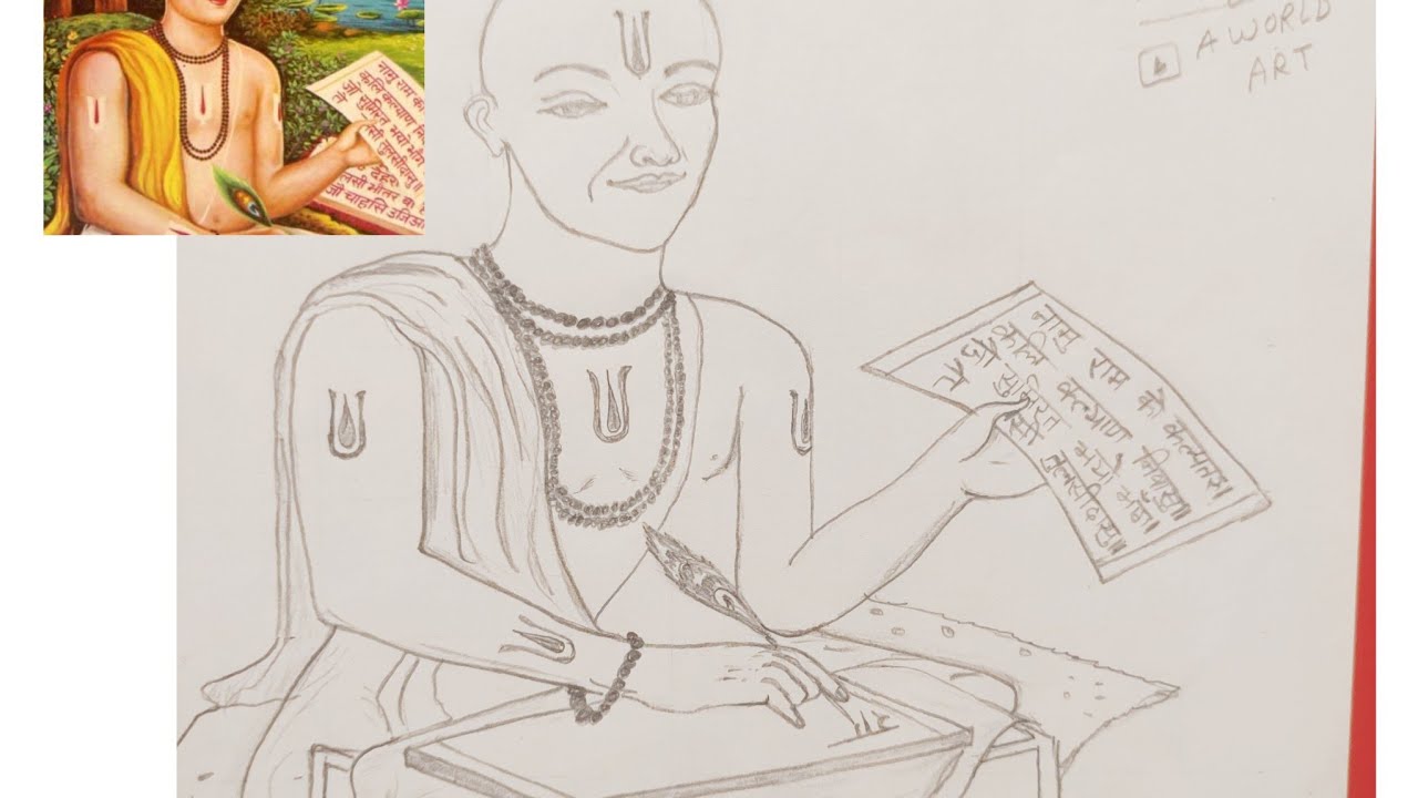 A world art Goswami Tulsidas Tulsidas jayanti drawing kaise banaen  pencil sketchart writing  YouTube