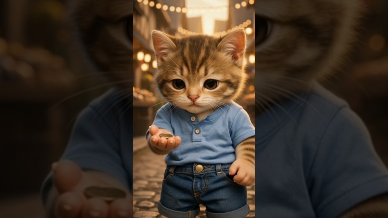 He had only one coin… but kindness made it enough 🐱🤍 