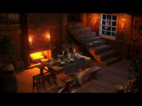 Cozy Rainy Night with Indoor Rain Sounds & Crackling Fireplace for Sleeping & Relaxation