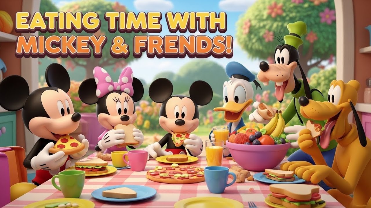 Mickey Mouse and Friends Pizza Party Time 🍕🐭 | Fun Kids Poem & Cartoon Song