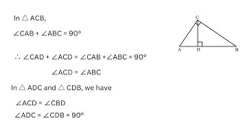 In the given figure, ∠ACB = 90° and CD ⊥ AB   Prove that CD^2 = BD X AD