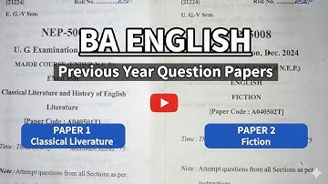BA English 5th Semester | Previous Year Question Papers | Classical Literature & Fiction | CCSU 2024
