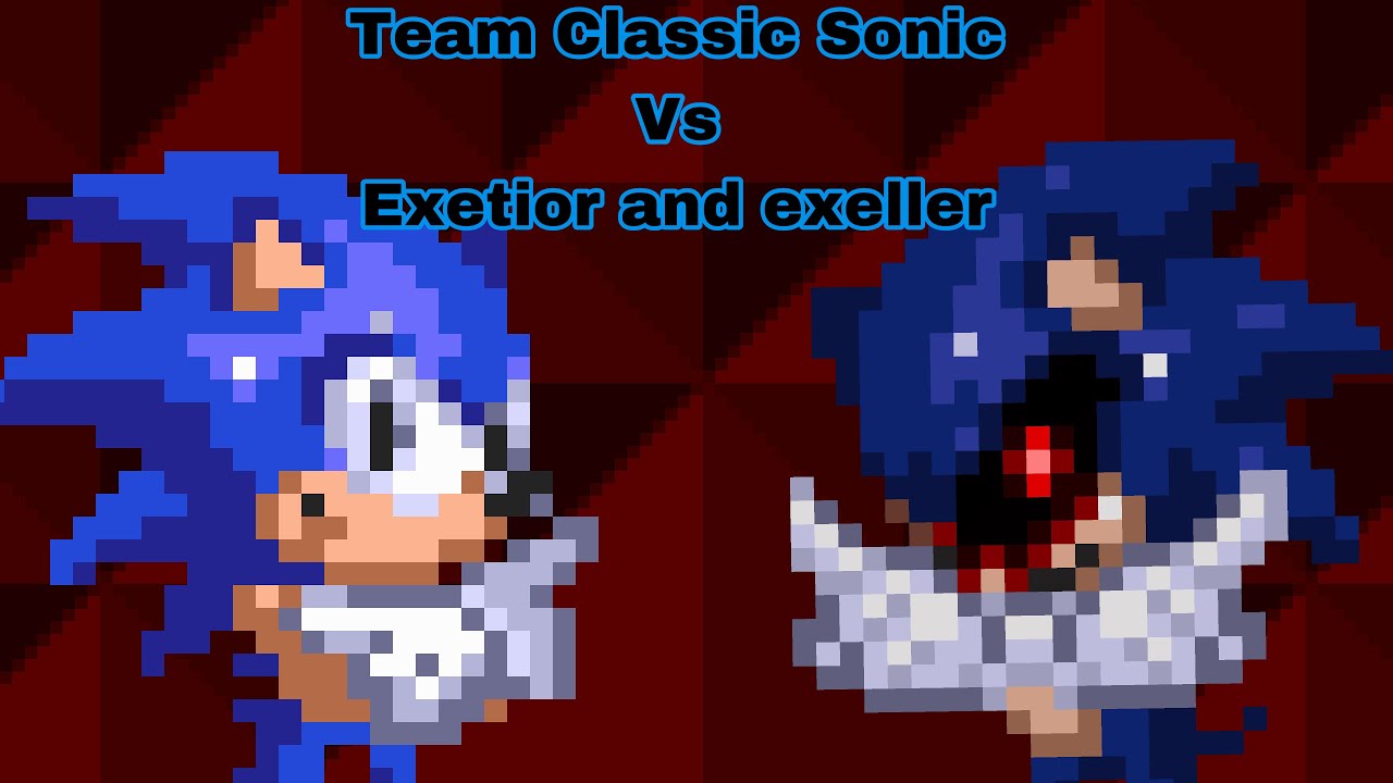 Team Classic Sonic vs Exetior and exeller Sprite animation 