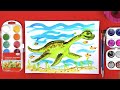 Как нарисовать Динозавра - ЭЛАСМОЗАВР урок рисования Красками