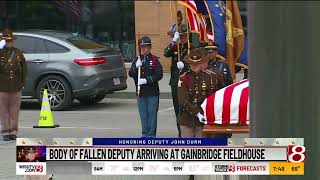 Body of Marion County Sheriff's Deputy John Durm arrives at Gainbridge Fieldhouse