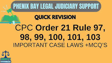 CPC Order 21 Rule 97, 98, 99, 100, 101, 103IMPORTANT CASE LAWS +MCQ’S judiciary exam