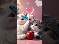 Cats Playing Apple | 4 Adorable Cats #cute #enjoy #animation #cute #kitten #apple #cutecats #shorts
