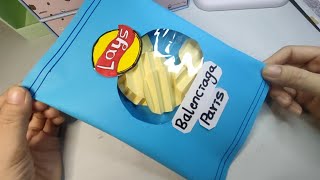 DIY paper Lays chip // chips bag idea // paper potato chips//paper craft.