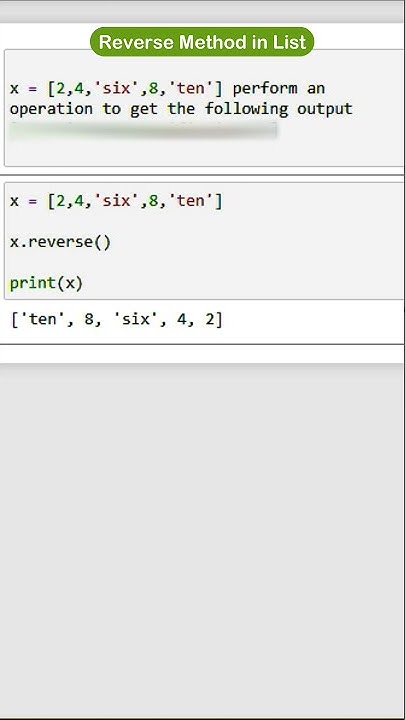 reverse method in list | List In Python | Python Tutorial | Exersice # ...