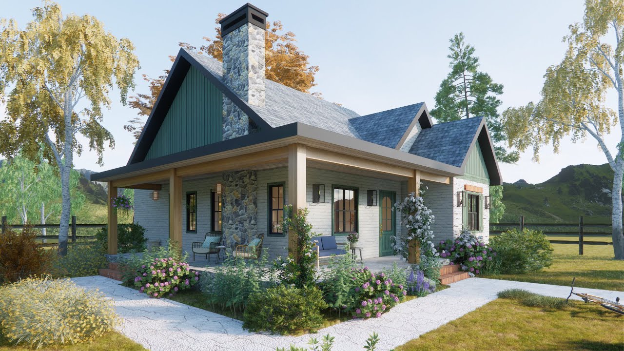 Small House Design 36'x39' (11x 12m) |  Simple & Cozy 2-Bedroom Home