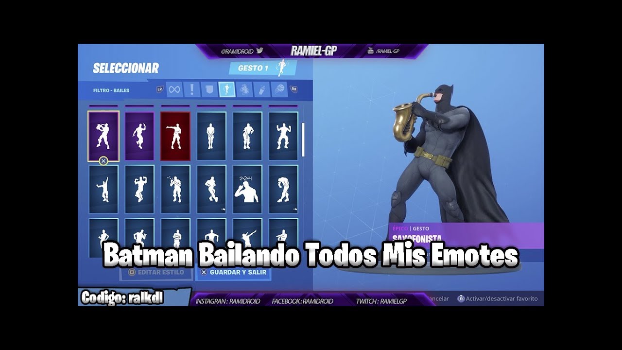 Batman Bailando Todos Mis Emotes Fortnite - YouTube