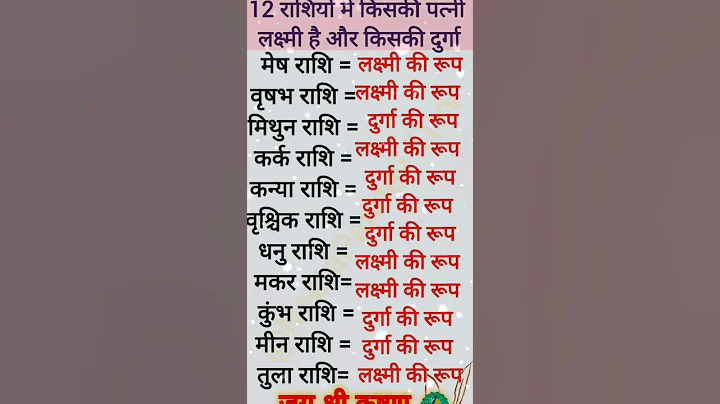 12 राशियों में किसकी पत्नी लक्ष्मी और किसकी दुर्गा है। #shorts #astrology #viralvideo #motivation