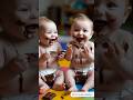 Cute Twin Babies Eating Chocolate & Laughing Hilariously! 😂🍫 #baby #cute #twins #eatingchocolate