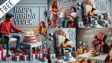 How To Create 3D Ai Birthday  Name Image | Trending birthday Name Video Editing | Bing Image Creator