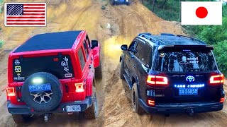 Land Cruiser 4.5L V8 vs Jeep Wrangler 2.0L Turbo vs Beijing BJ40 2.3L Turbo PK Offroad