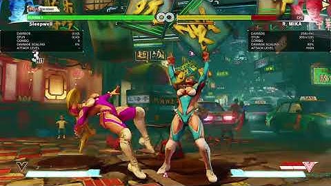 Street Fighter V Beta 2 - R.Mika Meterless Mid Screen V-Trigger BnB