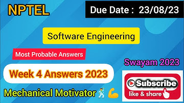 Software Engineering | Week 4 Quiz | Assignment 4 Solution | NPTEL | SWAYAM 2023