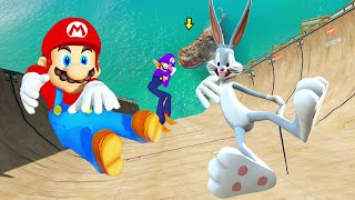 GTA5 Bugs bunny vs Super mario vs Wario vs Luigi Funny Ragdolls (Euphoria physics funny moments) #44