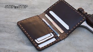 🧵🪡How to Make Leather Wallet Card Holder Hand Stitch 🧵🪡#leathercraft