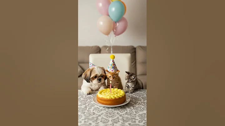 Kitten’s Birthday Party with Friends Eyeing the Cake Surprise #CuteCats #PetParty #KittenFun