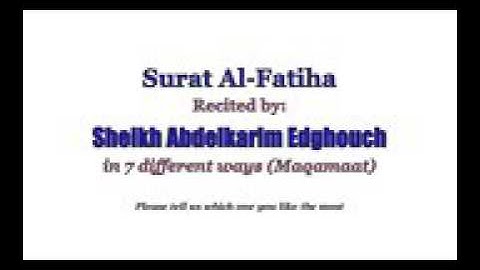 سورة الفاتحة  على المقامات السبع