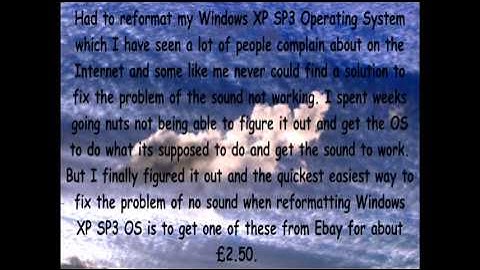 Windows XP SP3 No Sound, Easy Way to Fix