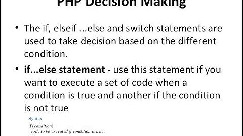 PHP DECISION MAKING STATEMENT