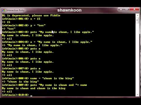 Ruby Programming for beginners - 6 - Introducing Variables - YouTube