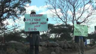 Celebrity 1. Steward Bank Employees demonstrate at the shareholder Econet 20/7/2016 ZIBAWU Members Profile