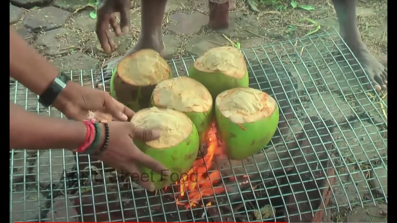 Chicken Fry Making in Coconut  | Amazing Food making Skills  | My Village Foods | APPLE STREET FOOD