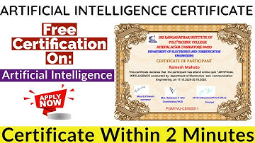 Artificial Intelligence Free  Certificate | Free Certificate | National Level Quiz Certificate
