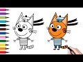 How to draw Cookie kitten from Kid-E-Cats. Рисуем Коржика из Три кота. 怎样画饼干咪好一家简笔画