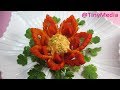 Beautiful pepper flowers design  arrangements  art of vegetable carving  decoration