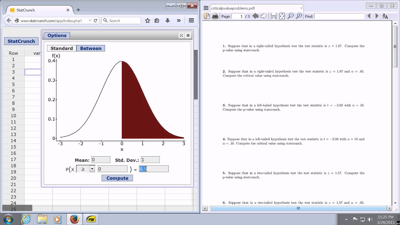 how to make a hypothesis test graph in statcrunch