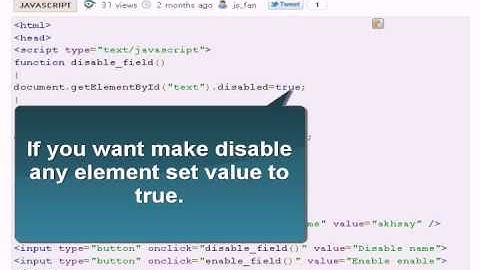 JAVASCRIPT Tutoriral : Javascript disabled property