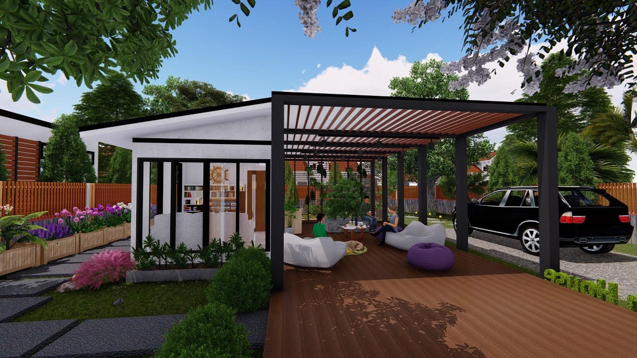 บ้านโมเดิร์นขนาดเล็ก 3x7 เมตร พร้อมระเบียงกว้าง/small house design with terrace