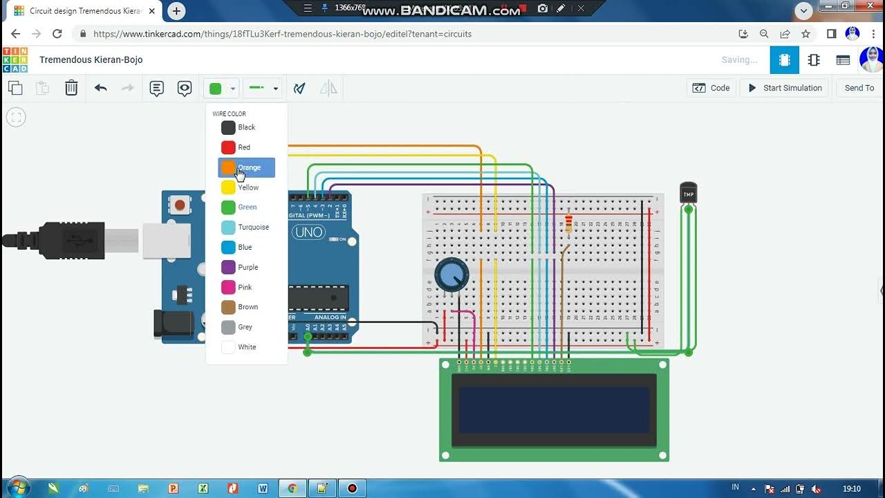 Simulasi sensor suhu dengan lcd 16x2 di tinkercad youtube