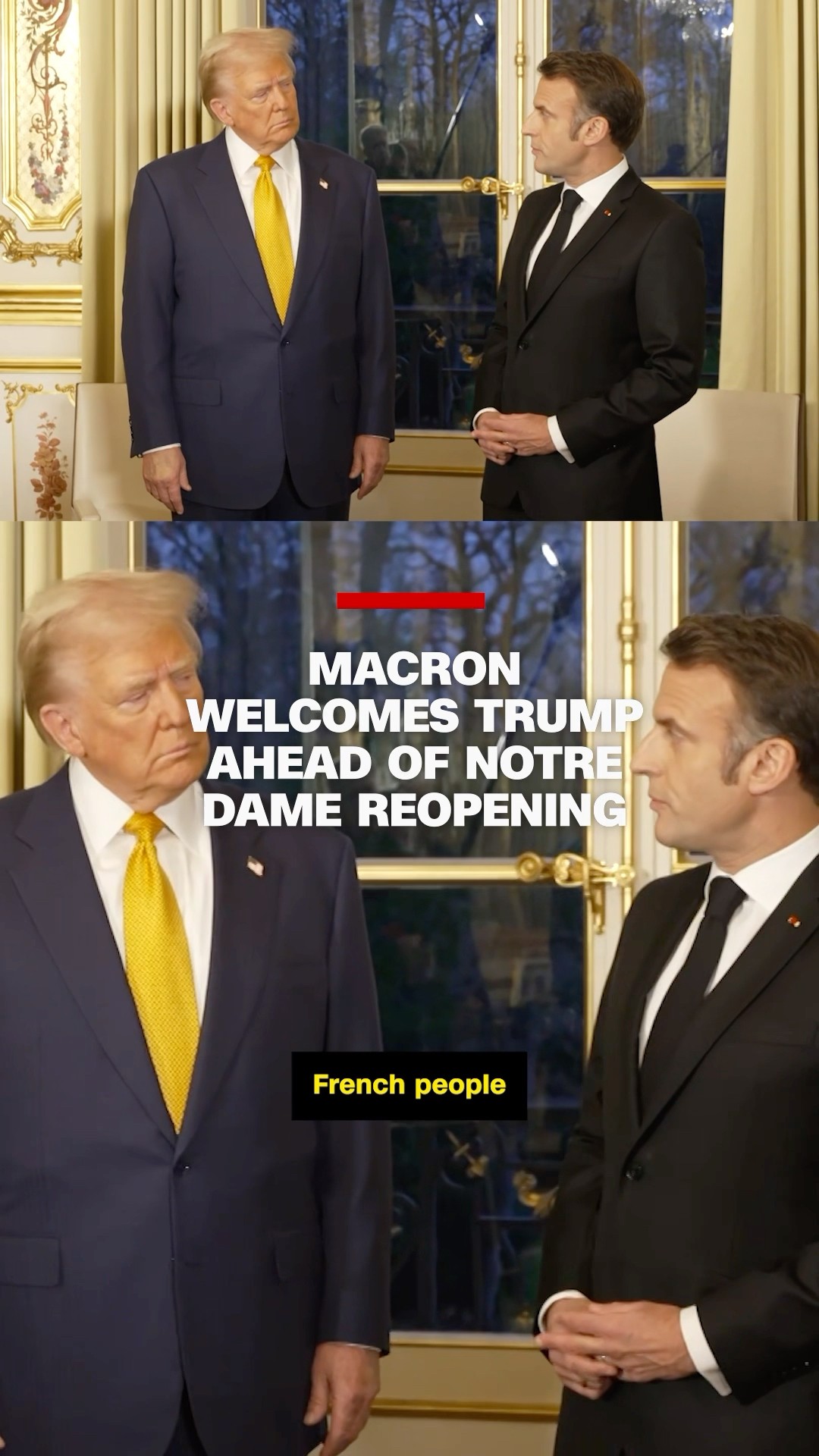 French President welcomes Trump ahead of Notre Dame reopening