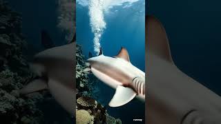 scuba diver with shark! #ai #swim #shark #ocean #deep #fun #crazy