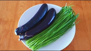 Eat eggplant and chives like this!! It was so delicious that I ate it all by myself.