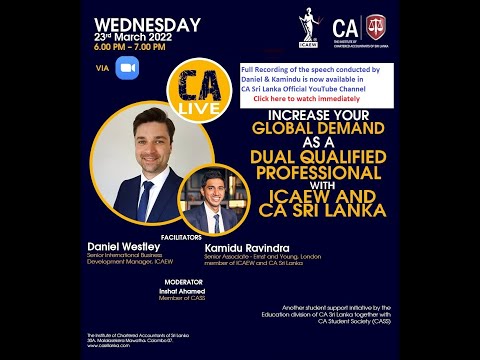 ICAEW - CA Sri Lanka dual membership  - Awareness session 23. 3. 2022