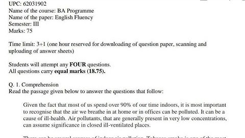 sol du B.A programme English Fluency question paper 3rd semester OBE Exam 2021