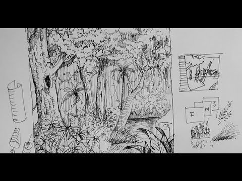 Pen Ink Drawing Tutorials How To Draw A Forest Scene Or