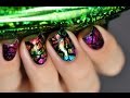 Kaleidoskop nails tutorial - gel polish with nail art transfer foils