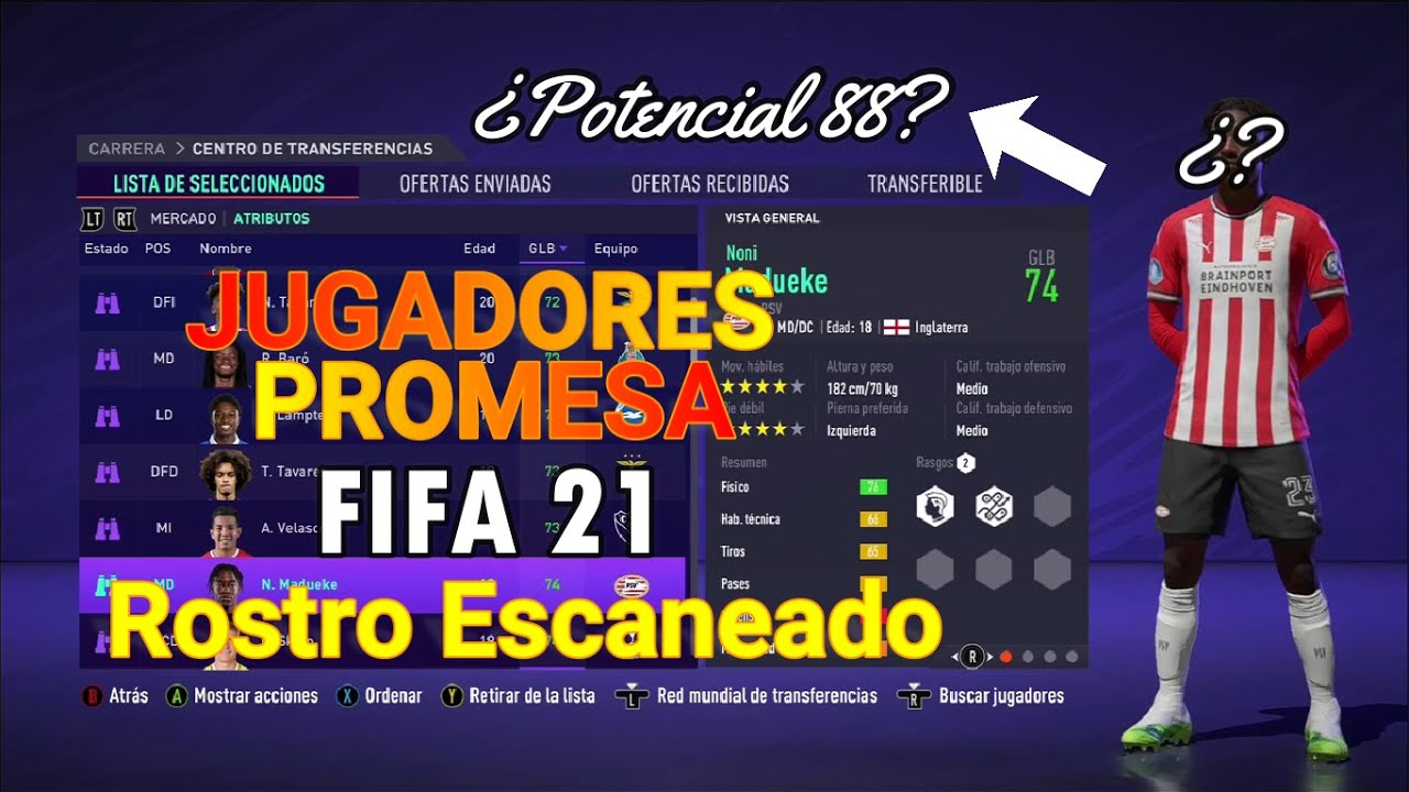 Los mejores JÓVENES PROMESA con ROSTRO escaneado | #1 | FIFA 21 JOYAS  OCULTAS MODO CARRERA - YouTube