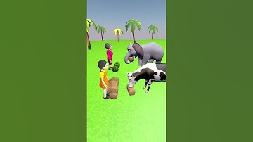 Funny Cow & Elephant Eat Food! 🍉 3D Cartoon Animation 🎬