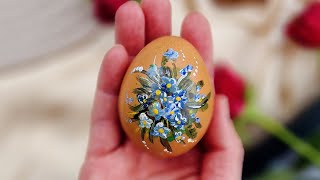 🌸💙 Easy Floral Easter Egg Painting | DIY Acrylic Flower Design Tutorial | Unique Easter Decor 🌷✨